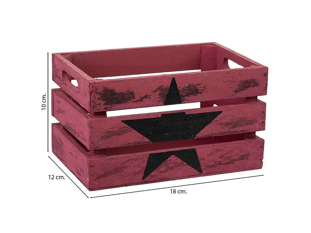 Cassetto in legno rosso 18x12x10h cm
