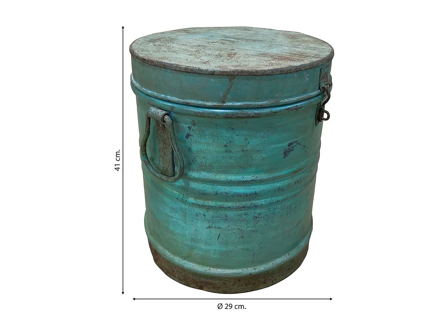 Malle en métal fabriquée à la main 29x29x41h cm