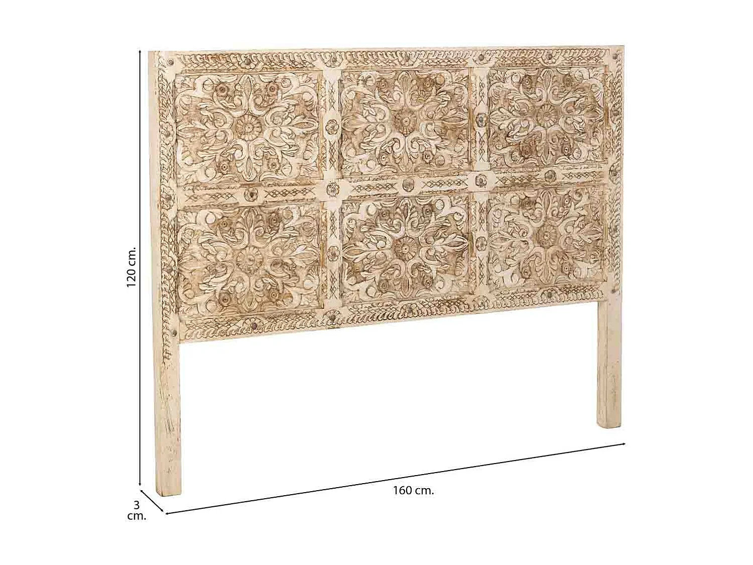 Tête de lit en bois faite à la main 160 x 3 x 120 cm