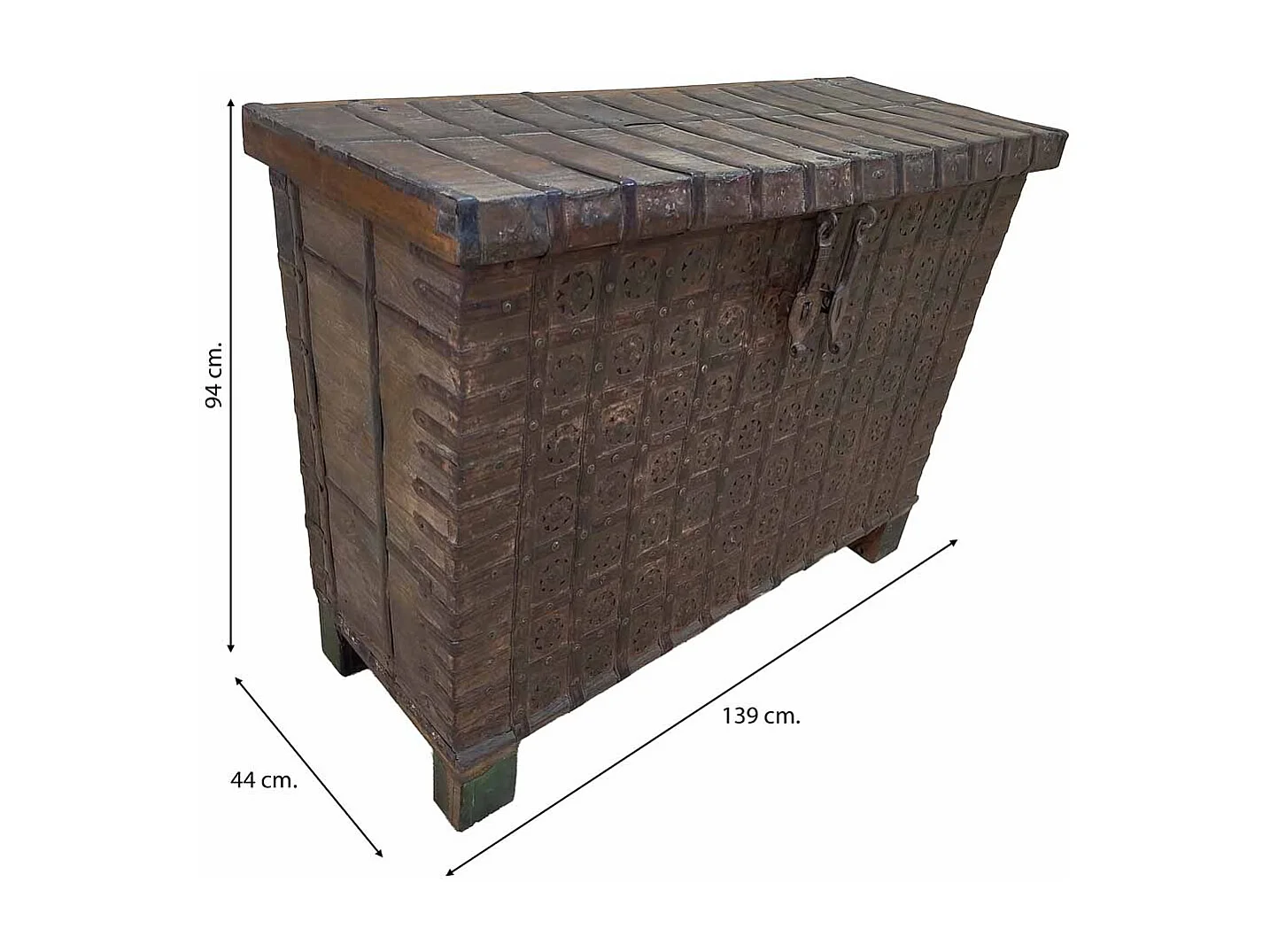 Coffre en bois fait main 139 x 44 x 94 cm (hauteur)