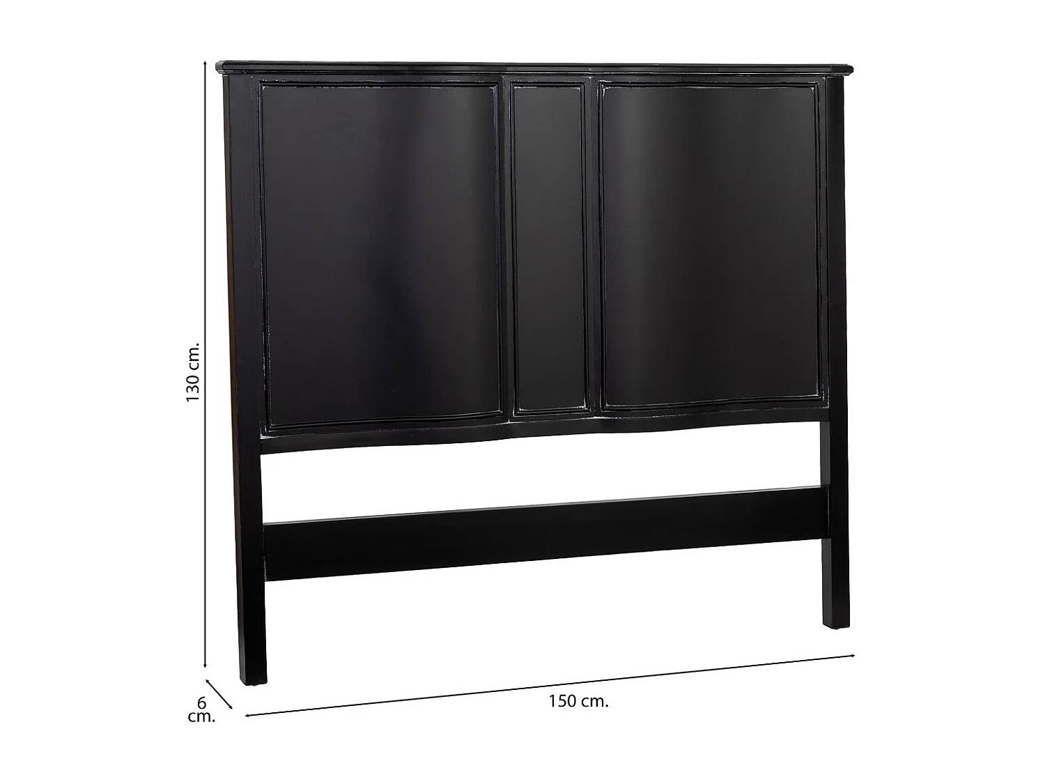Testiera in legno nero, 150x6x130h cm