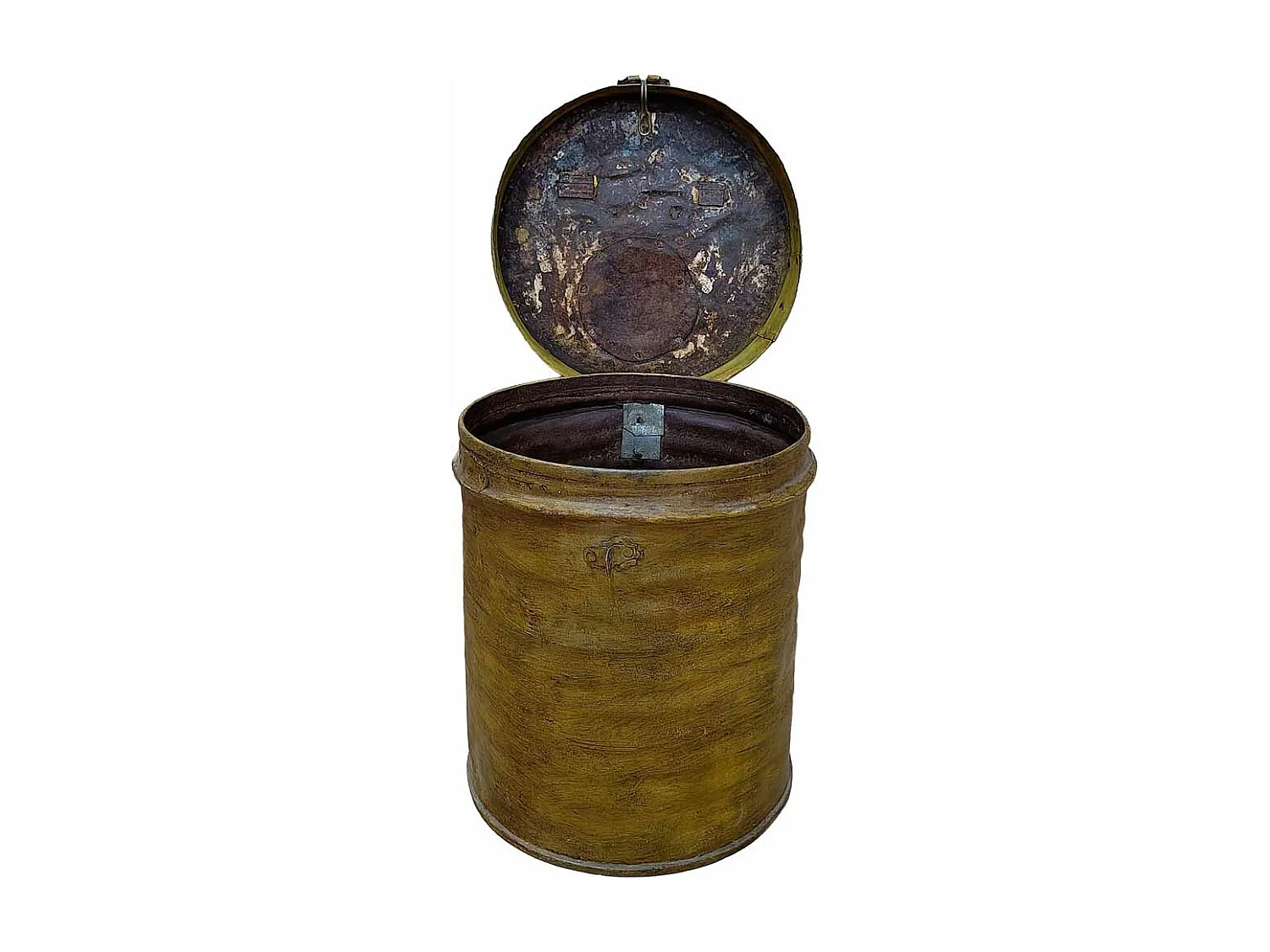 Bidón de metal acabado artesanal 29x29x41h cm