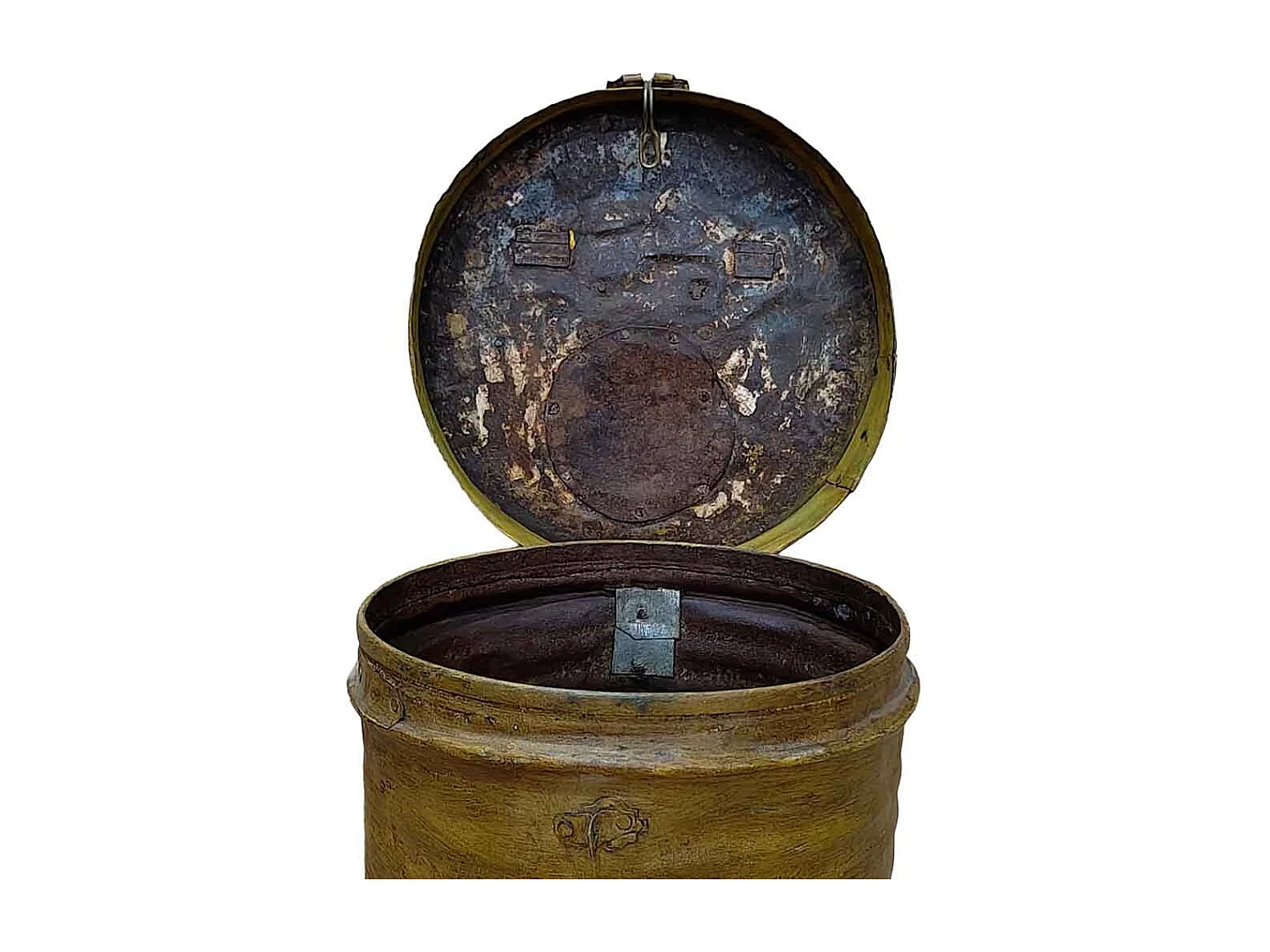 Bidón de metal acabado artesanal 29x29x41h cm