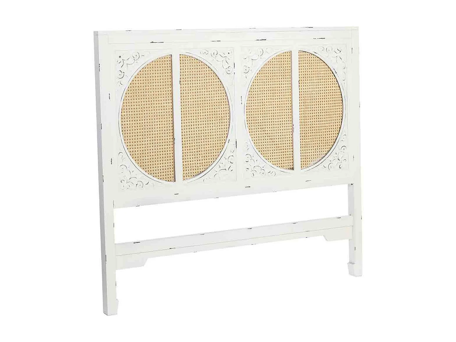 Cabeceira de cama em madeira branca com ripas 150x5x130 cm