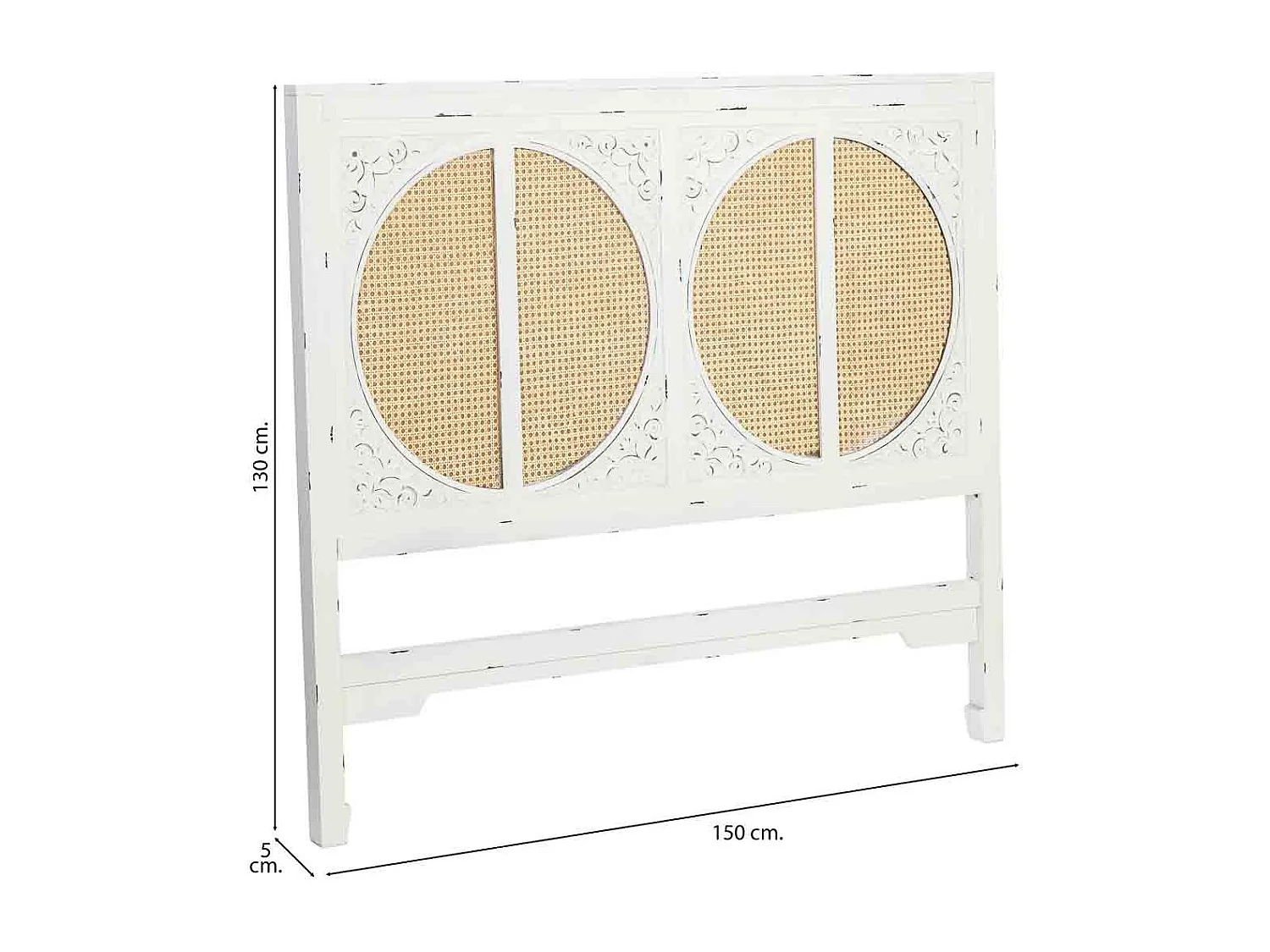 Cabeceira de cama em madeira branca com ripas 150x5x130 cm