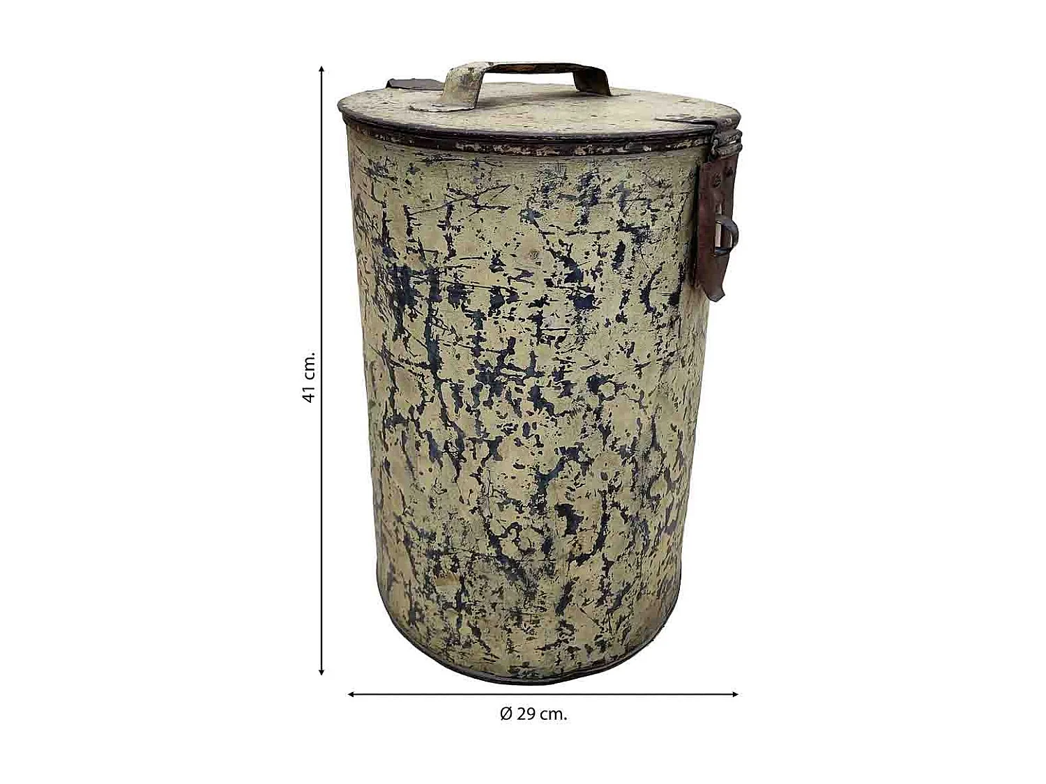 Bidón de metal acabado artesanal 29x29x41h cm