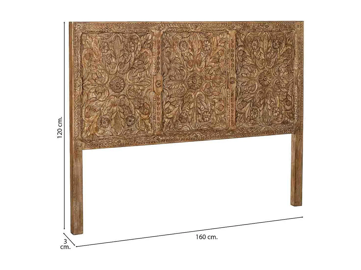 Tête de lit en bois faite à la main 160 x 3 x 120 cm