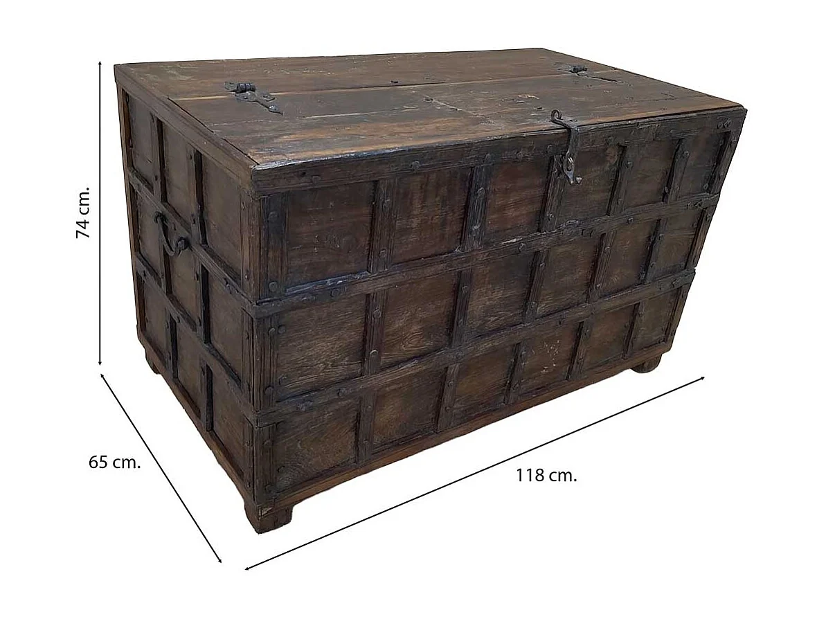 Baúl de madera artesanal 118x65x74h cm