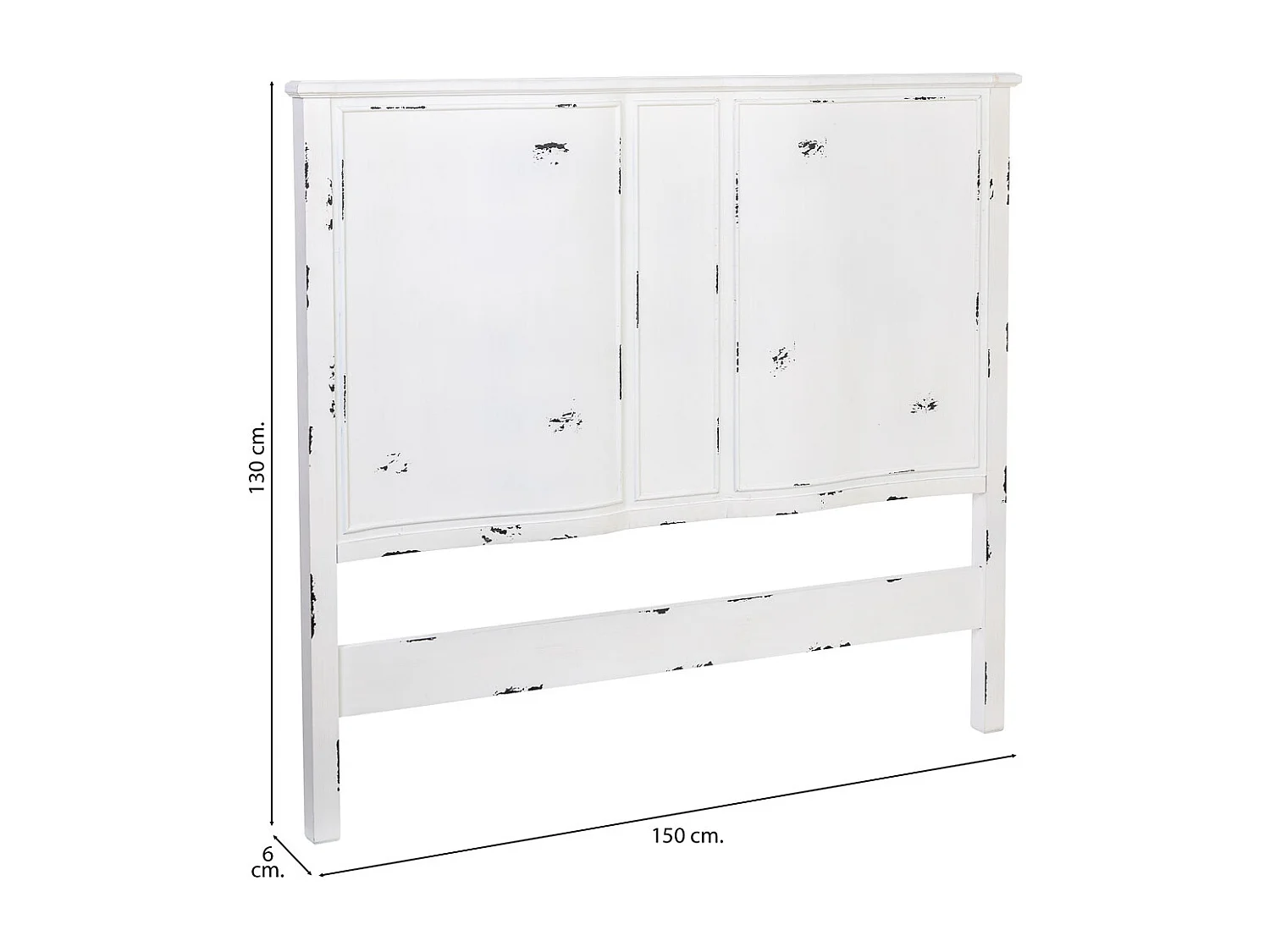 Testiera in legno bianco, 150x6x130h cm