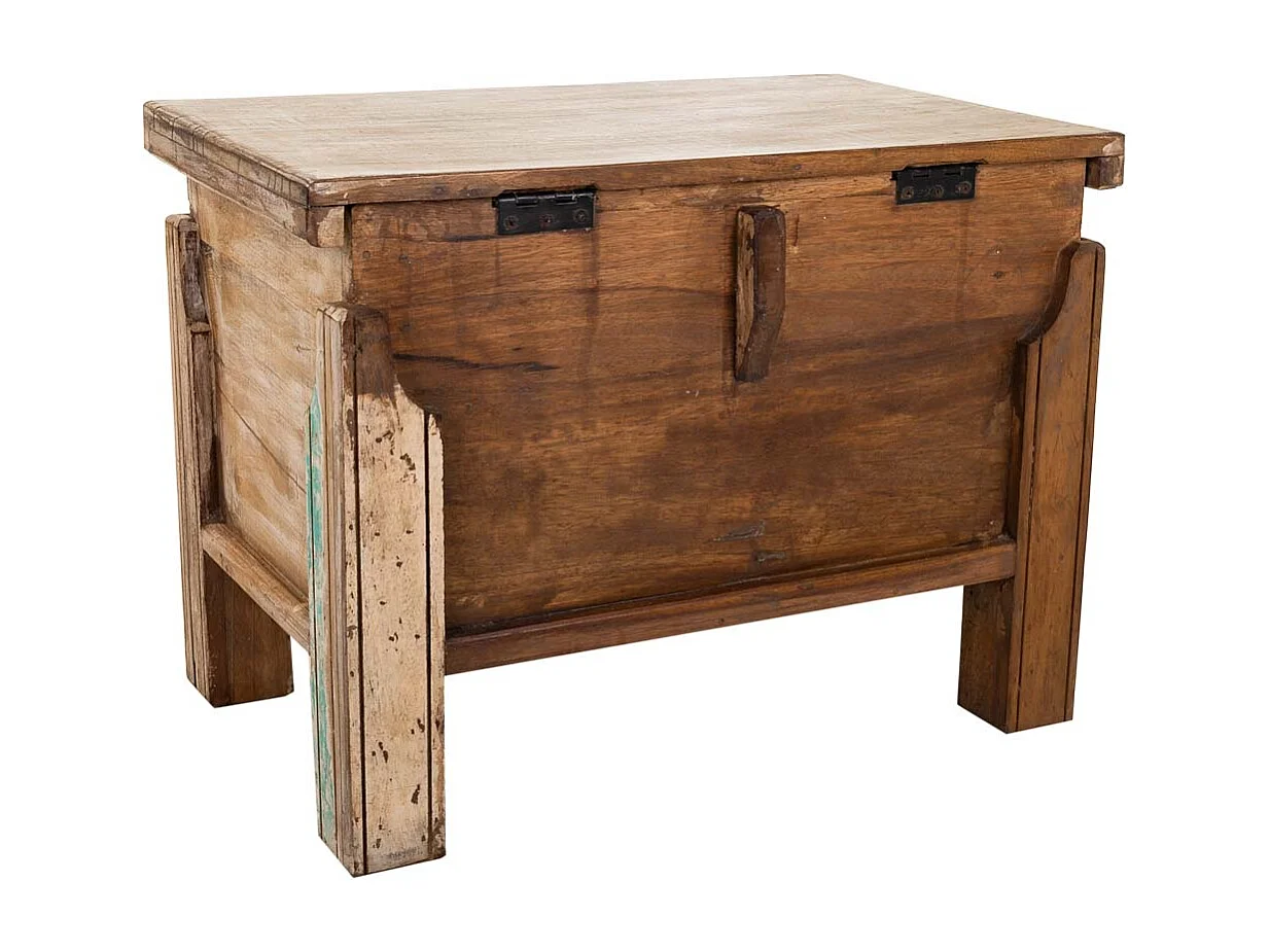 Coffre en bois brun avec finition artisanale 61 x 39 x 46 cm (h)