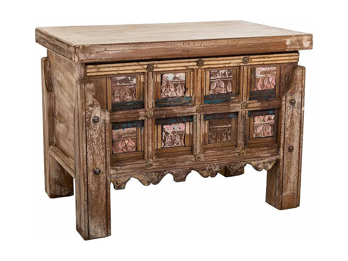 Coffre en bois brun avec finition artisanale 61 x 39 x 46 cm (h)