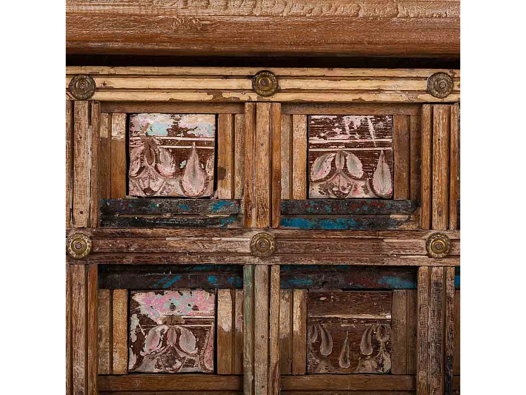 Coffre en bois brun avec finition artisanale 61 x 39 x 46 cm (h)