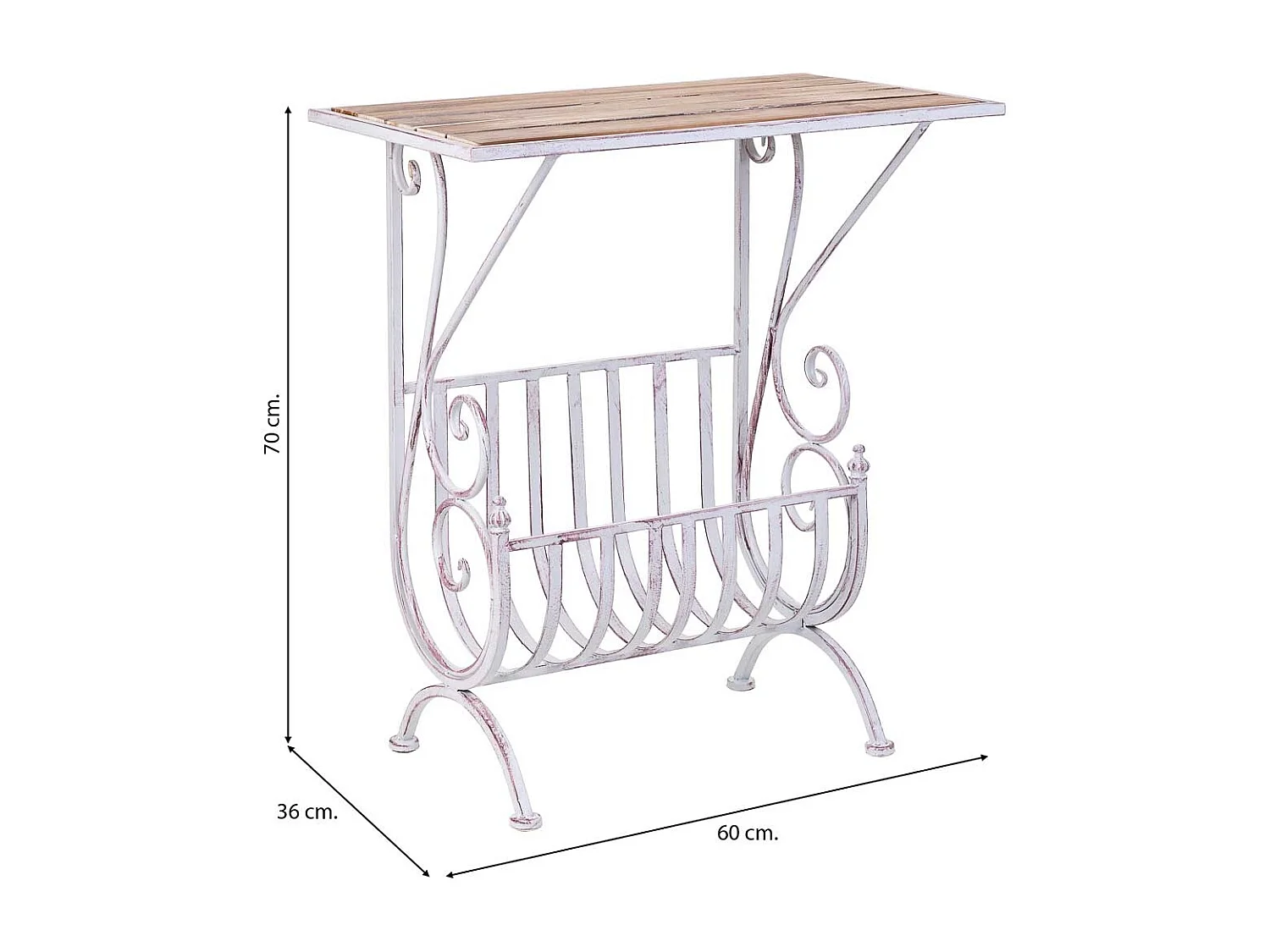 Mesa de apoio branca, 60x36x70 cm