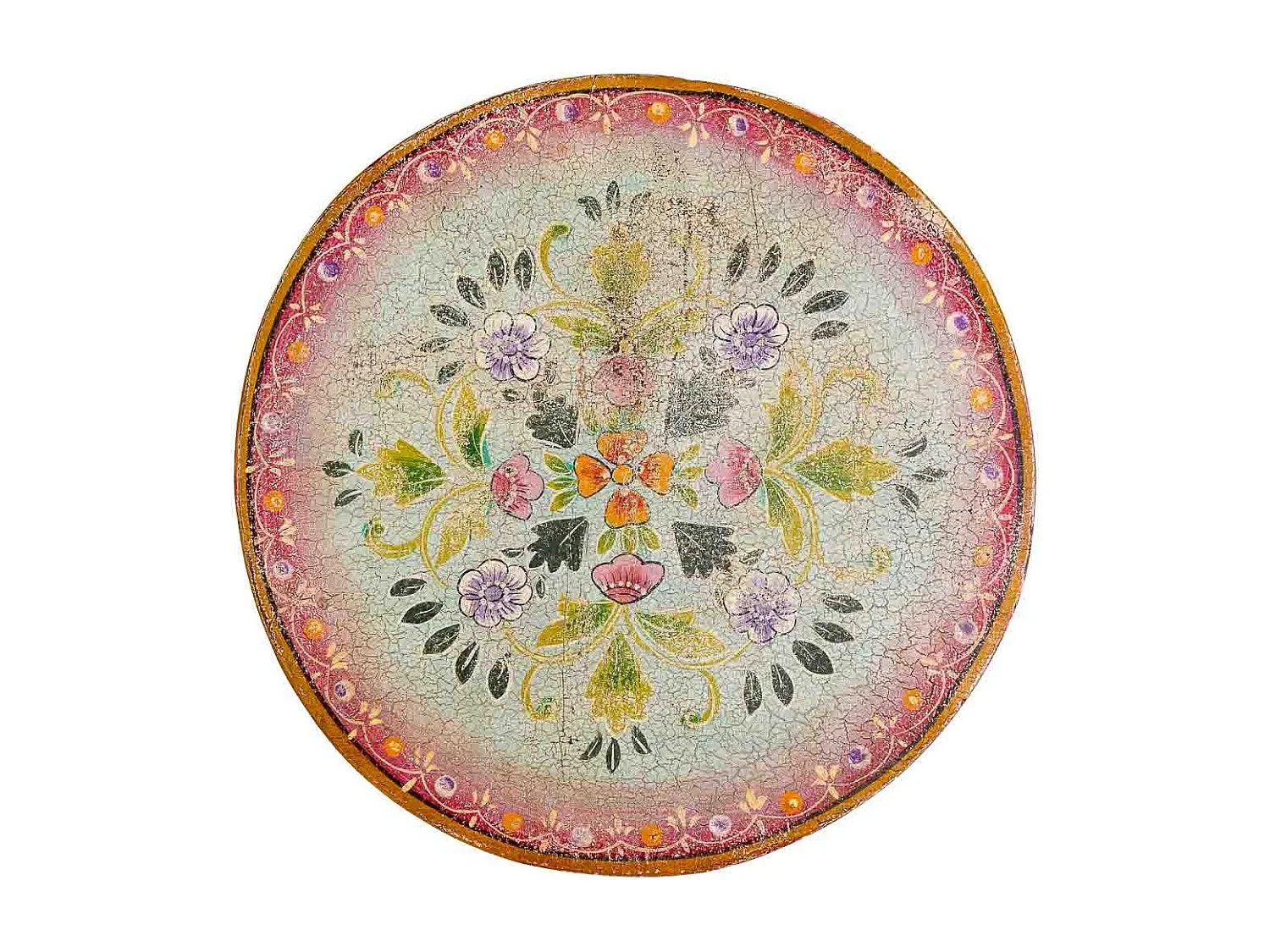 Table éléphant en bois multicolore faite à la main, D39x40h cm