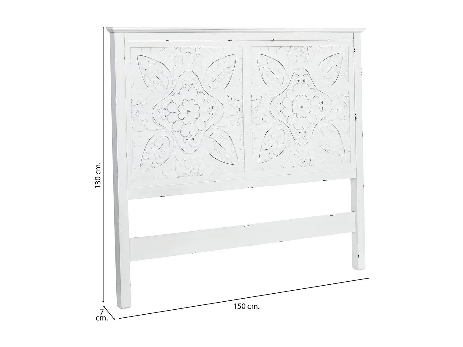 Tête de lit en bois blanc, 150x7x130 cm