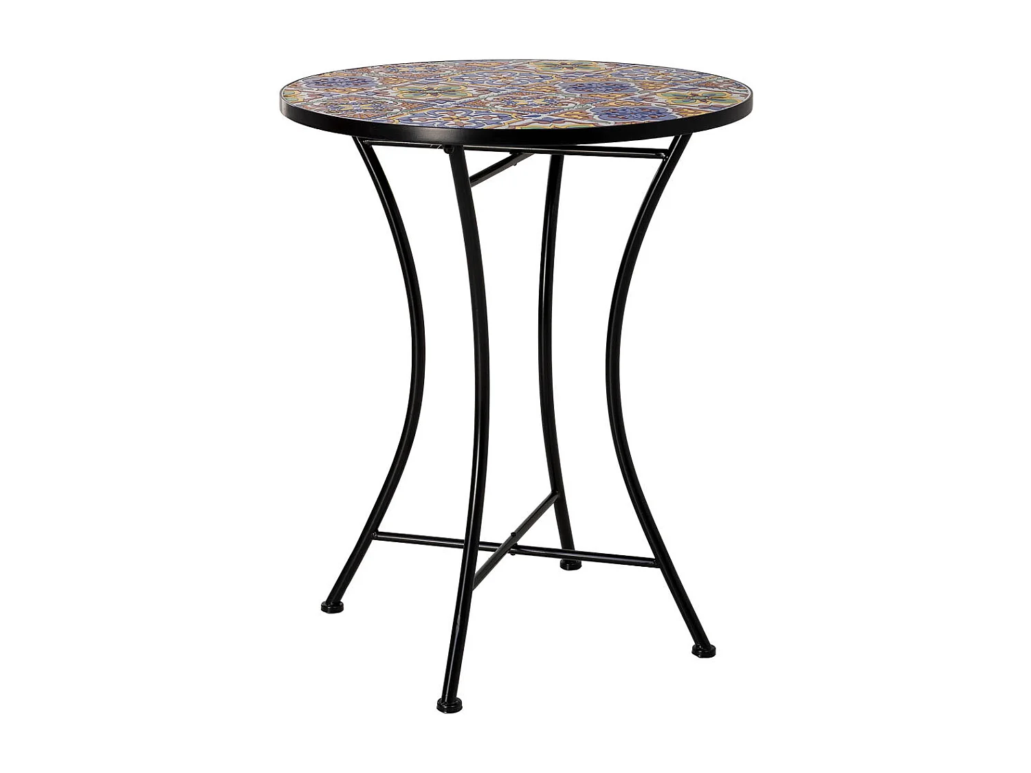 Table et 2 chaises, métal multicolore, 60 x 60 x 75 cm, 38 x 46 x 90 cm