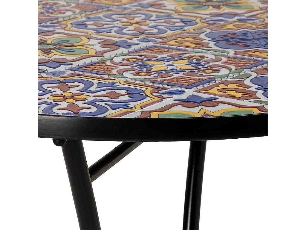 Table et 2 chaises, métal multicolore, 60 x 60 x 75 cm, 38 x 46 x 90 cm