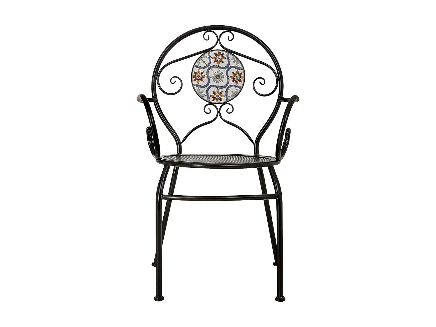 Sillon de mosaico y forja negro 58x54x88h cm