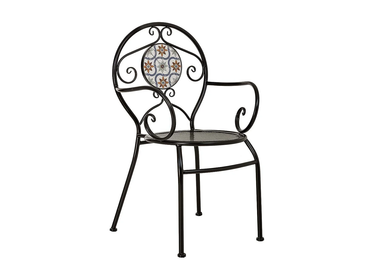 Sillon de mosaico y forja negro 58x54x88h cm