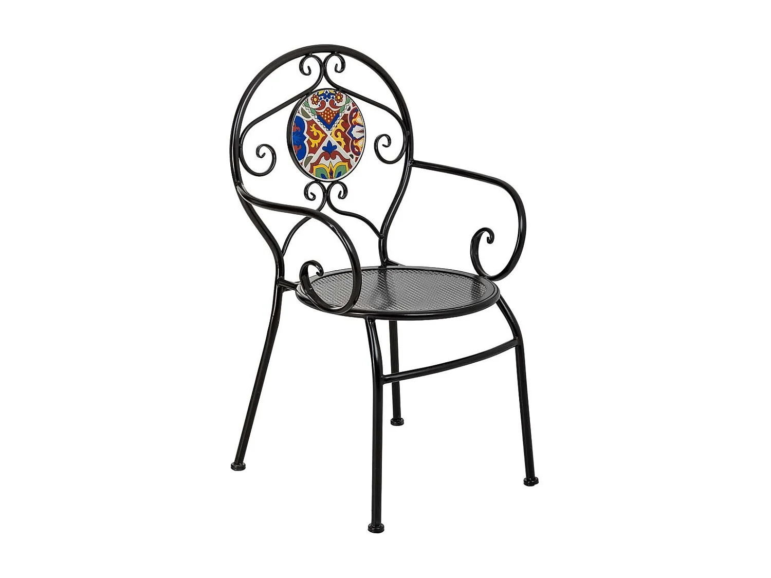 Sillón de mosaico y forja negro 58x42x88h cm