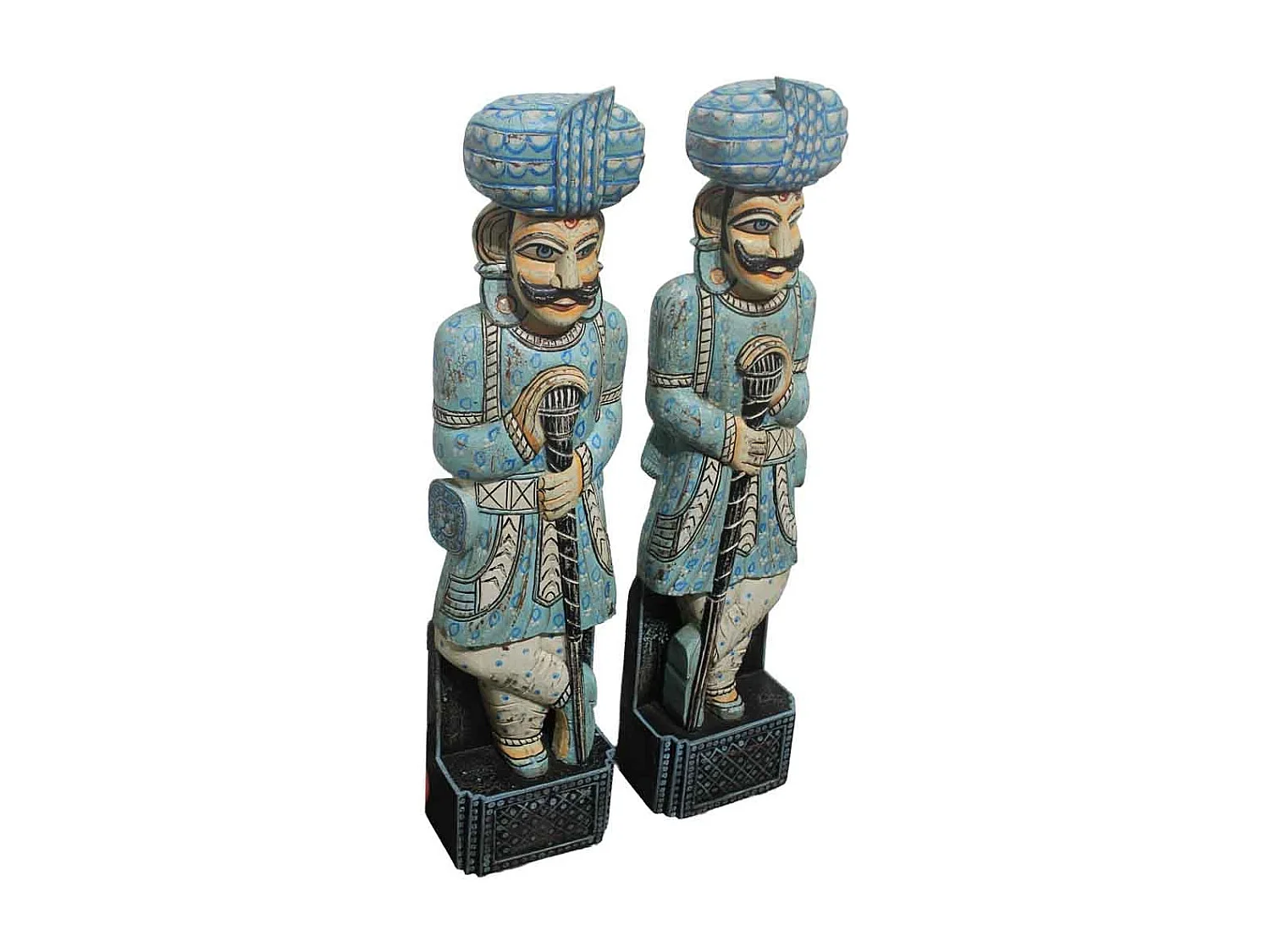 Lot de 2 figurines décoratives en bois, multicolores, 30x18x124h cm