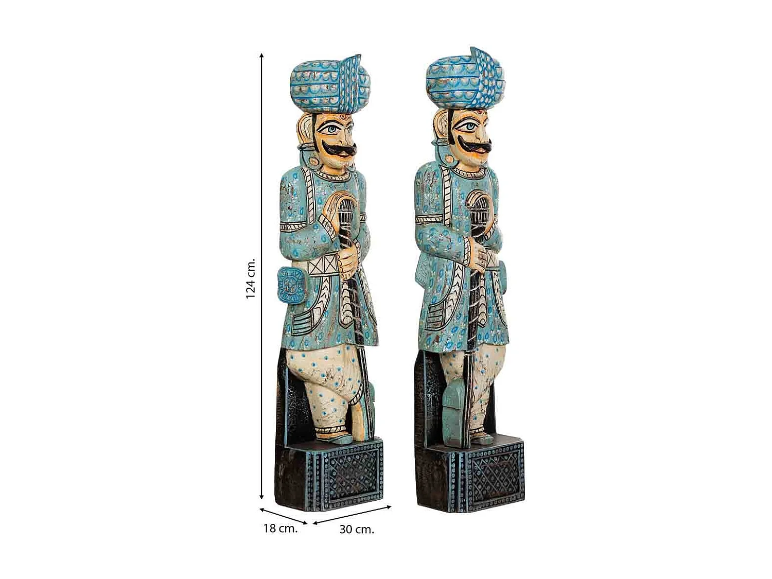 Lot de 2 figurines décoratives en bois, multicolores, 30x18x124h cm