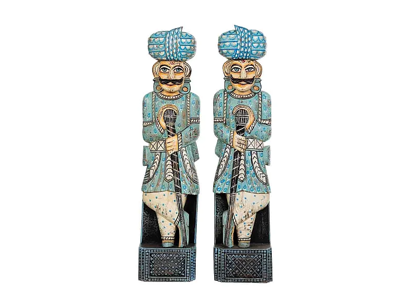 Lot de 2 figurines décoratives en bois, multicolores, 30x18x124h cm