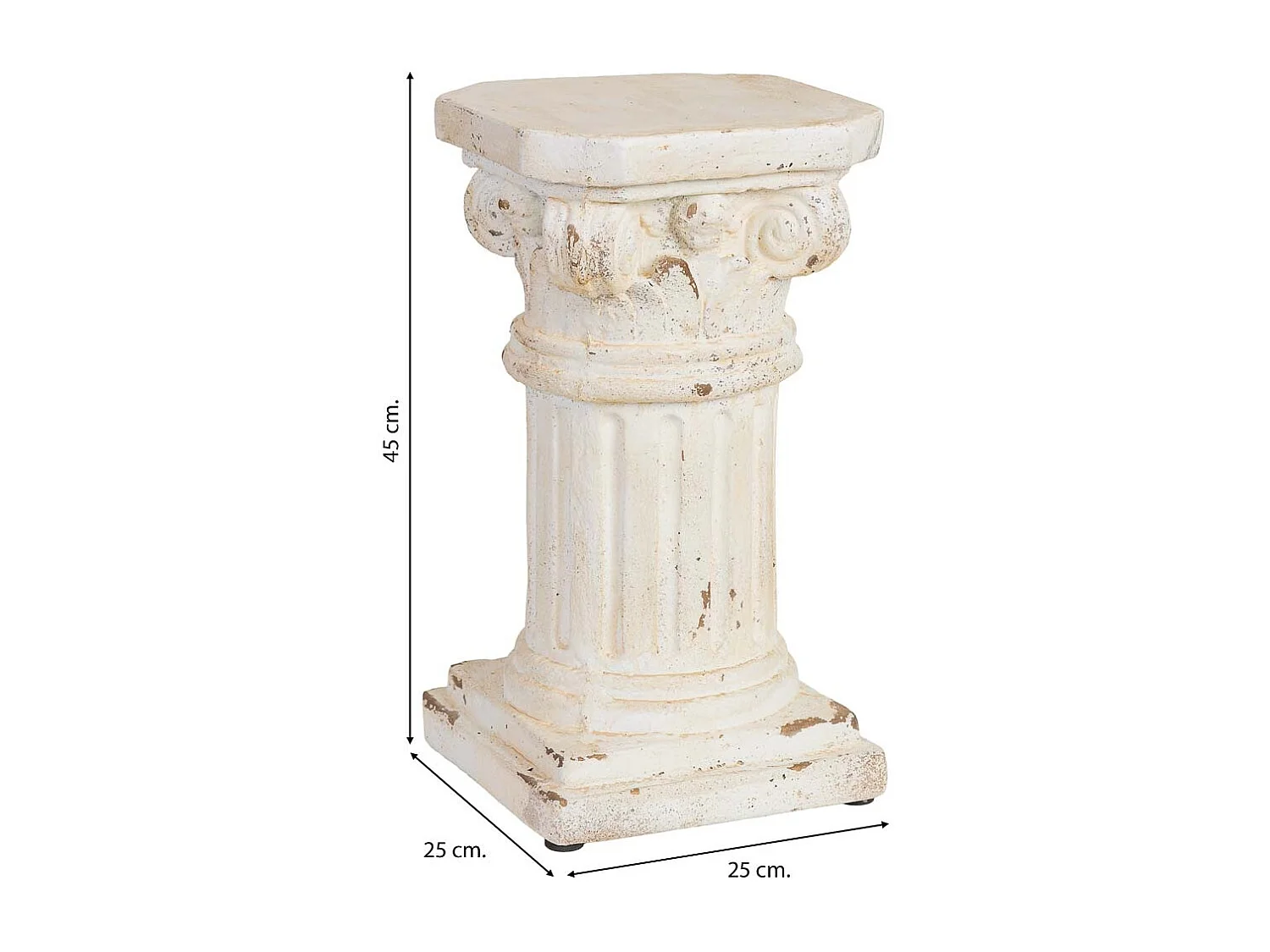 Columna decorativa de magnesio blanco 25x25x45h cm