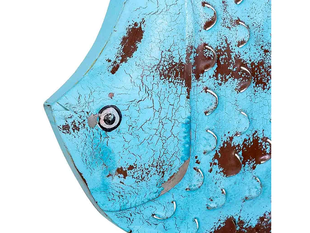 Figura peixe metal azul 45x15x57h cm