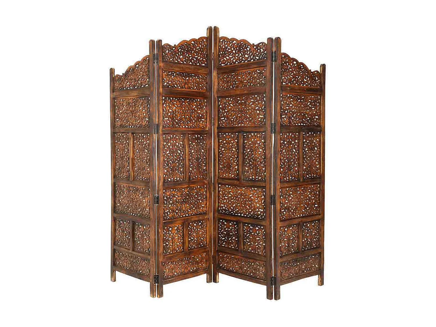 Biombo de madera artesanal marrón 50(x4)x2x180h cm