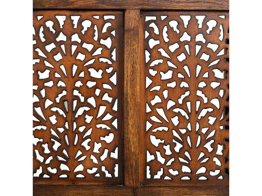 Biombo de madera artesanal marrón 50(x4)x2x180h cm