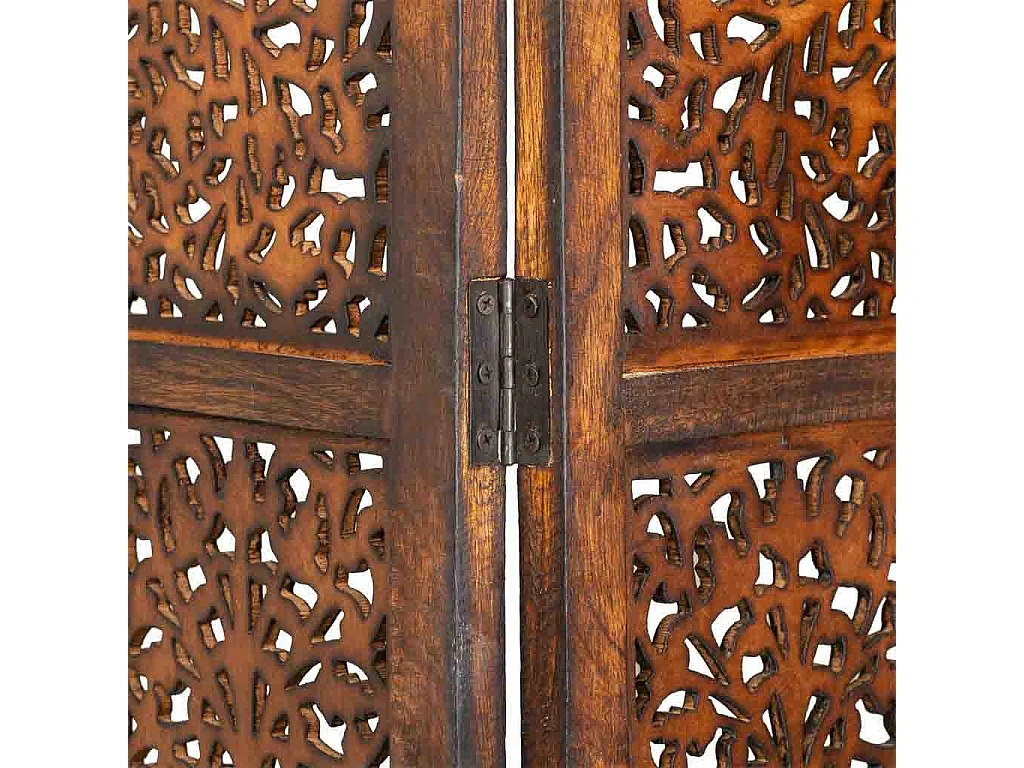 Biombo de madera artesanal marrón 50(x4)x2x180h cm
