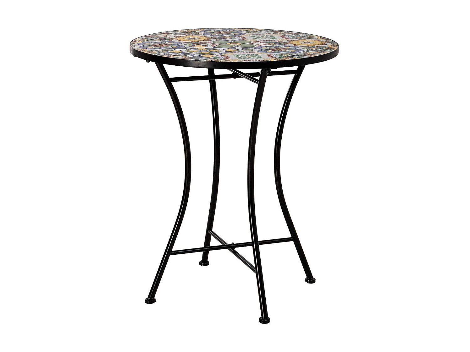 Table et 2 chaises, métal multicolore, 60 x 60 x 75 cm, 38 x 46 x 90 cm