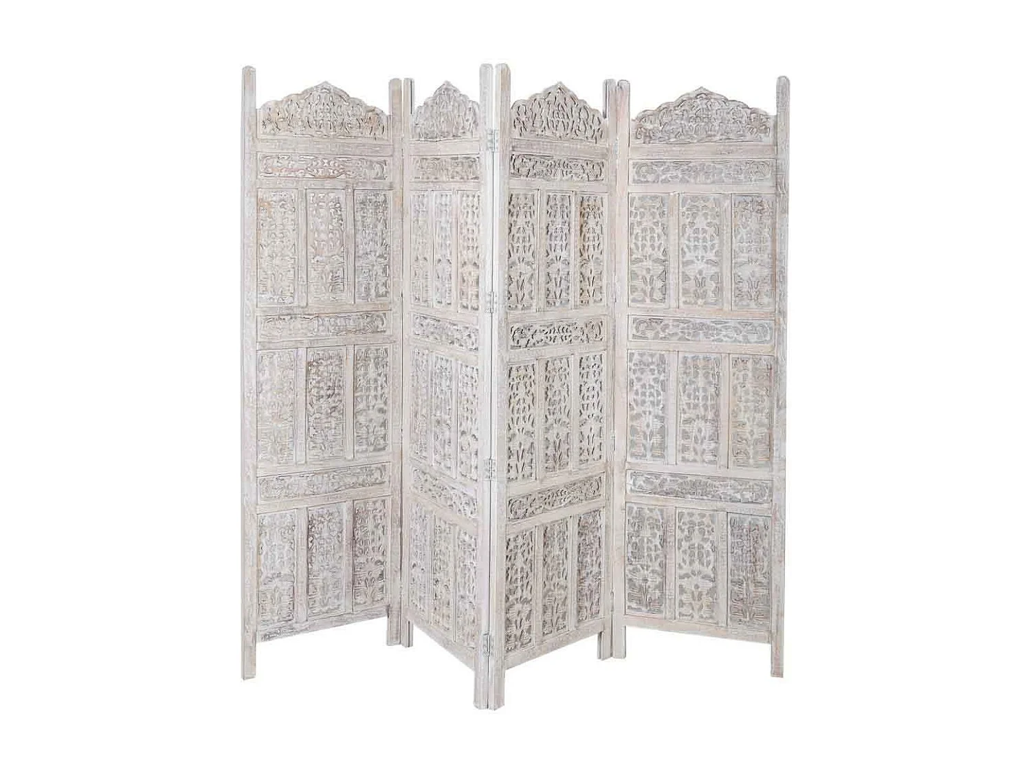 Paravent blanc artisanal en bois 50x4x2,5x180 cm (h)