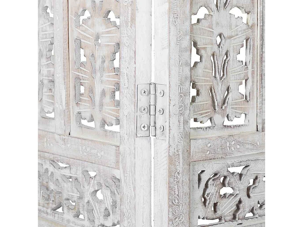 Paravent blanc artisanal en bois 50x4x2,5x180 cm (h)