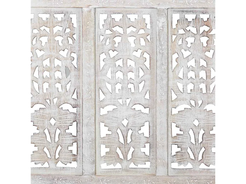 Paravent blanc artisanal en bois 50x4x2,5x180 cm (h)