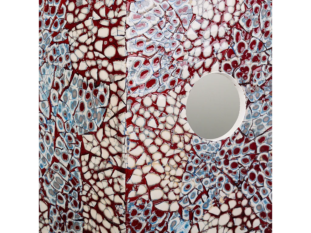 Porte-parapluies en capiz blanc, rouge et bleu imprimé, 24 x 24 x 58 cm (hauteur)