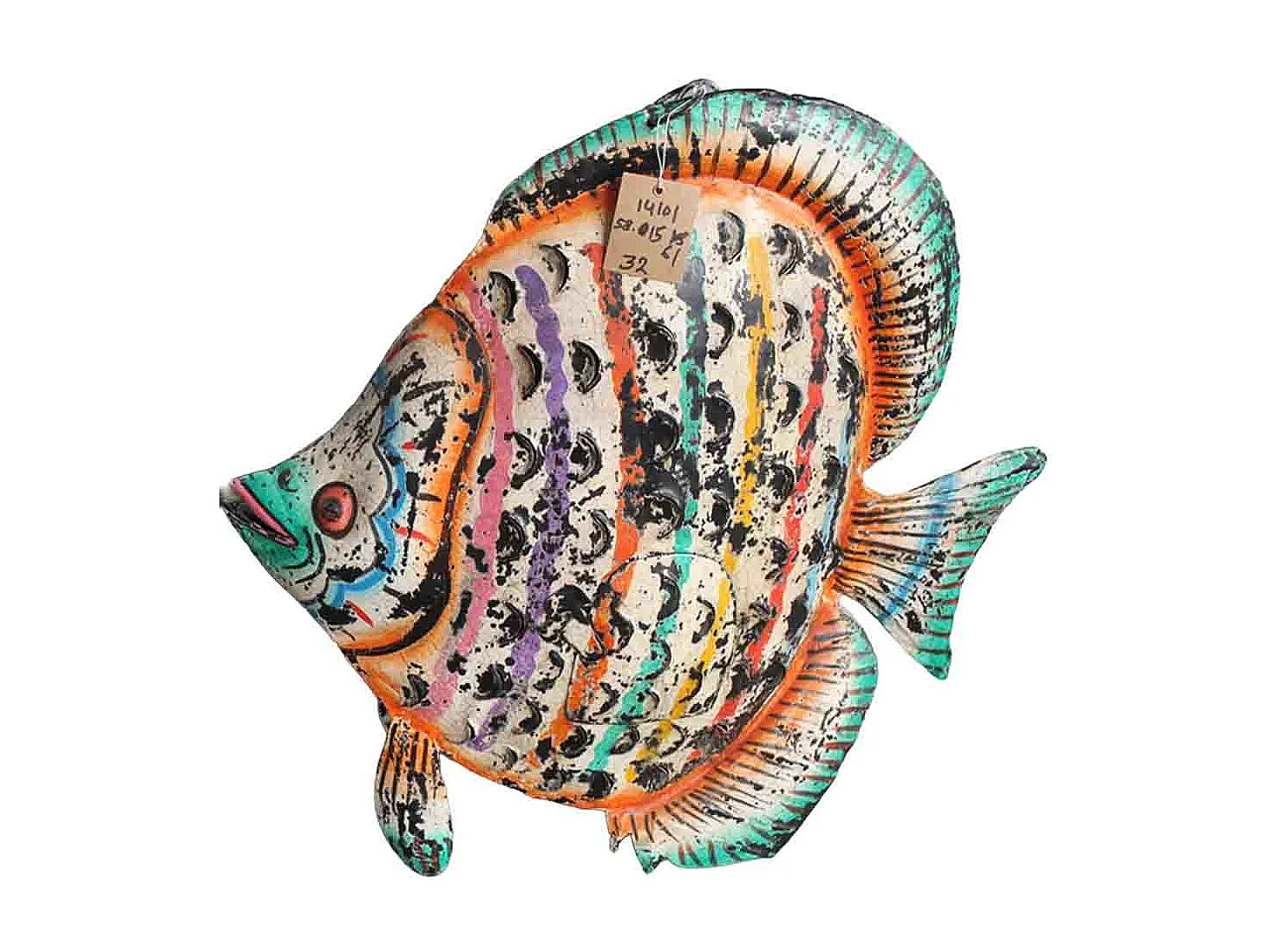 Figurine de poisson en métal multicolore, 58x15x61h cm