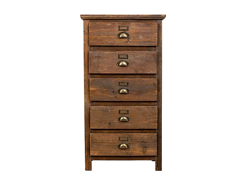 Commode en bois marron à 5 tiroirs 52 x 32 x 97 cm (hauteur)