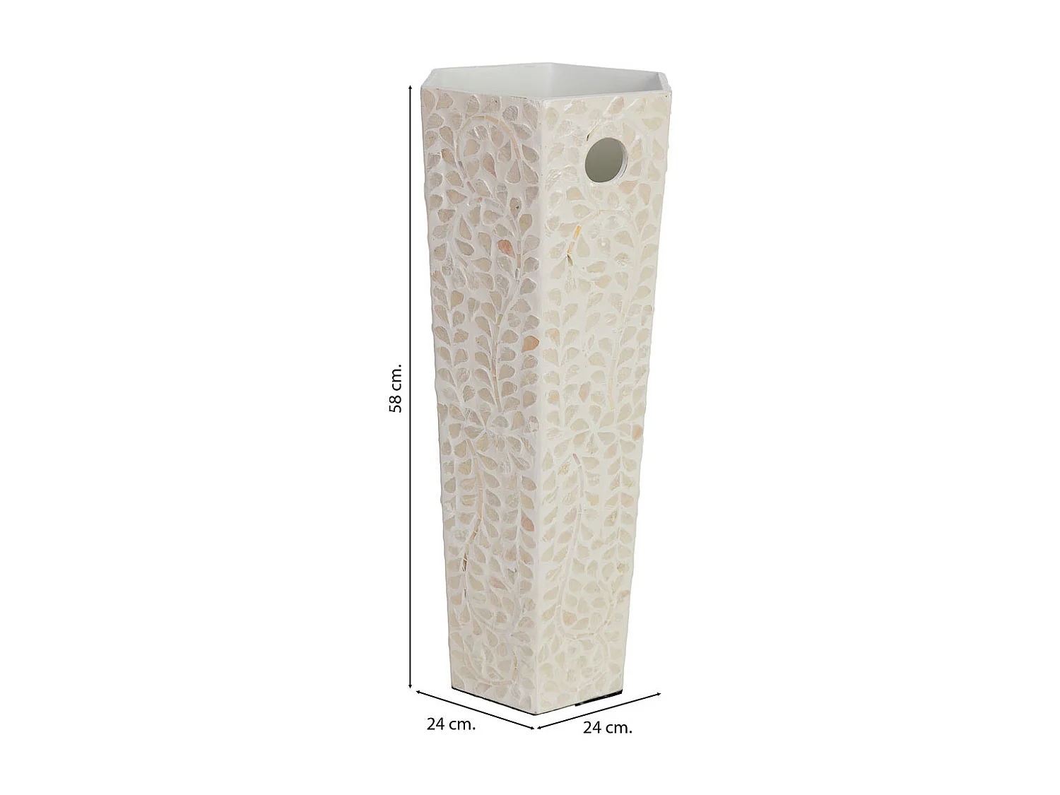 Porte-parapluie hexagonal en bois et nacre beige 24x58x36 cm (hauteur)