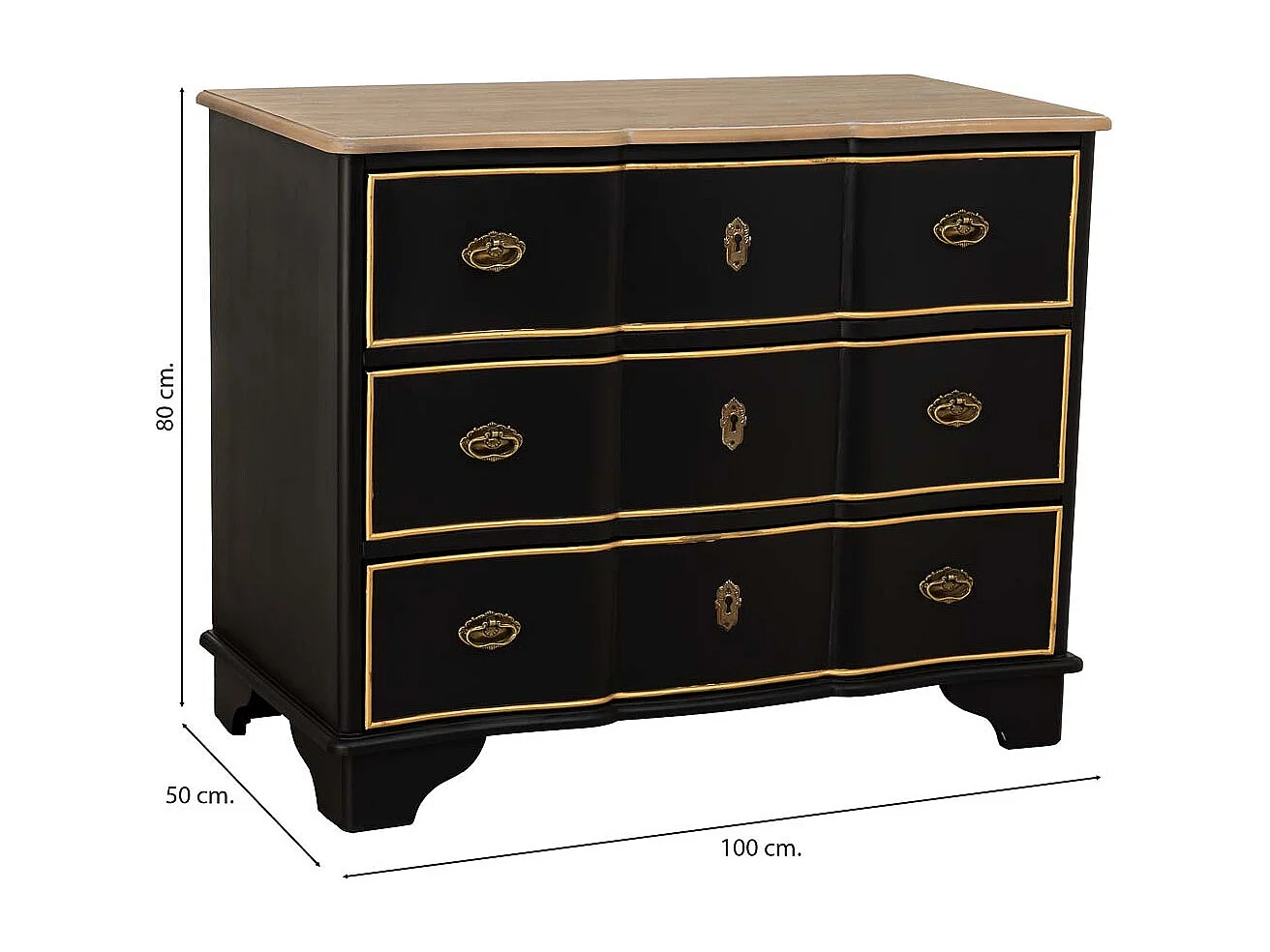 Débardeur en bois noir : 100 x 50 x 80 cm (h)