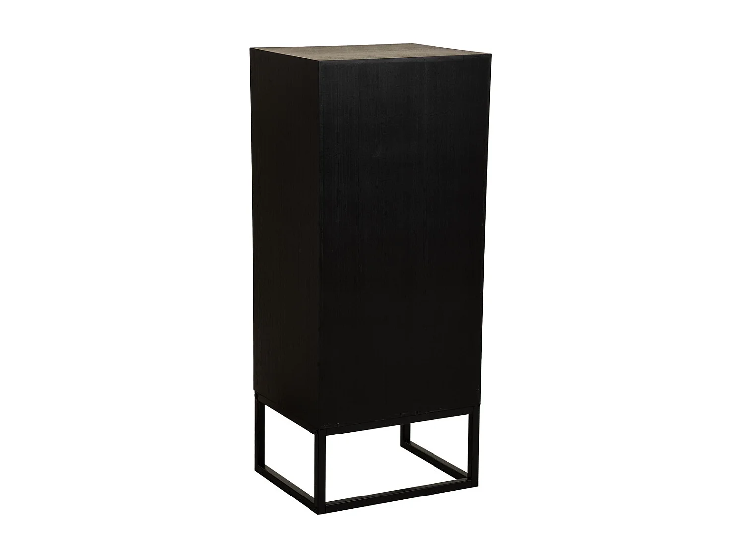 Commode en bois noir recyclé à 5 tiroirs, 42 x 36,5 x 105 cm (hauteur)