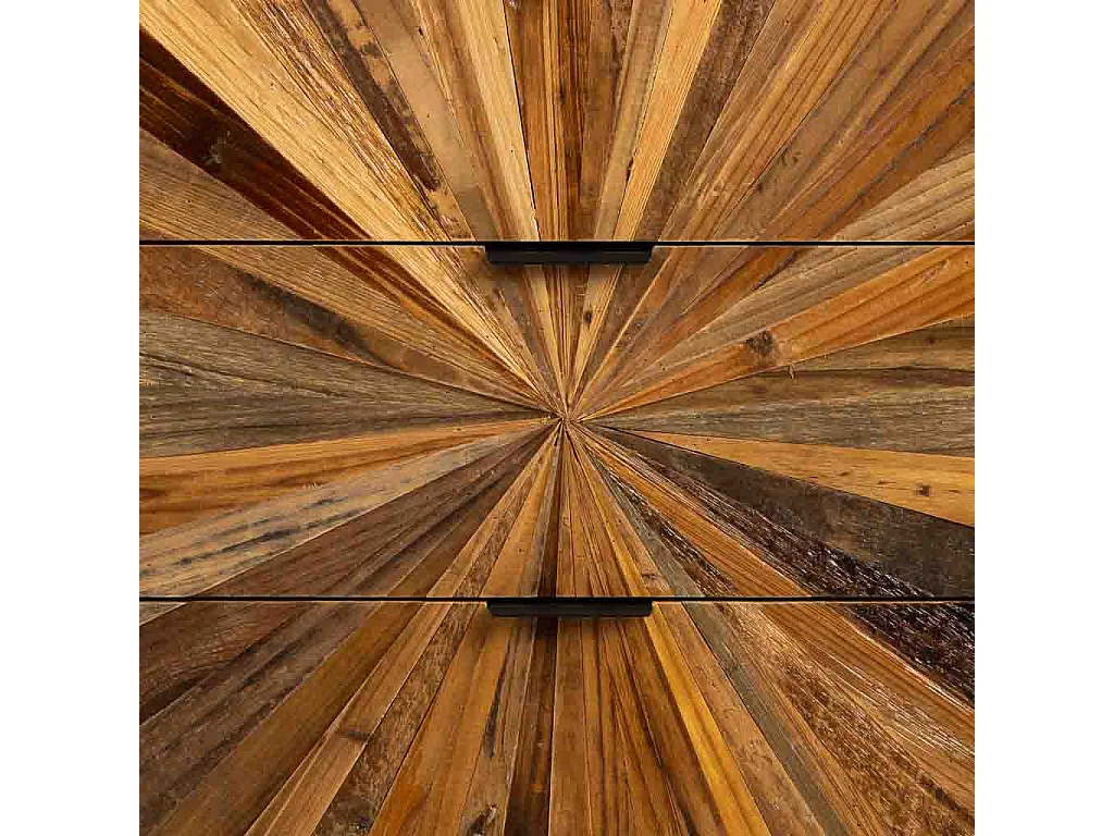 Commode en bois noir recyclé à 5 tiroirs, 42 x 36,5 x 105 cm (hauteur)