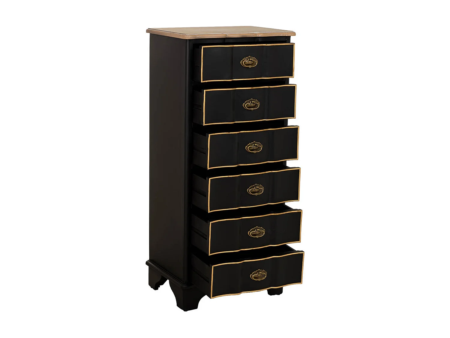 Commode en bois noir : 50 x 35 x 110 cm (h)