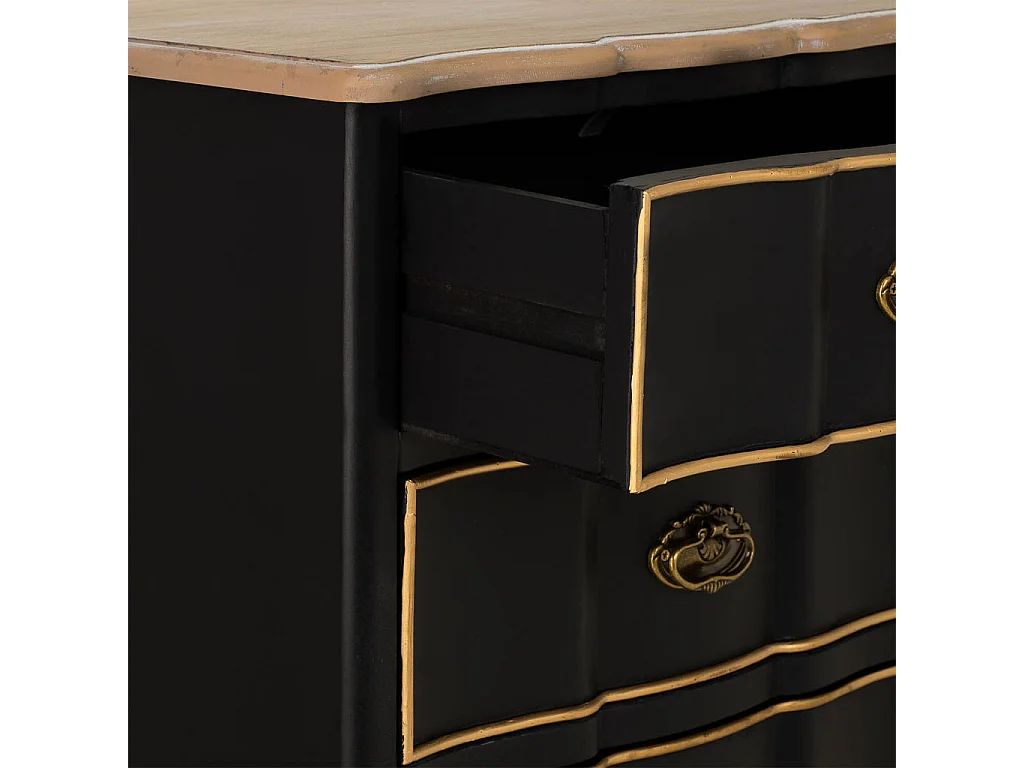 Commode en bois noir : 50 x 35 x 110 cm (h)