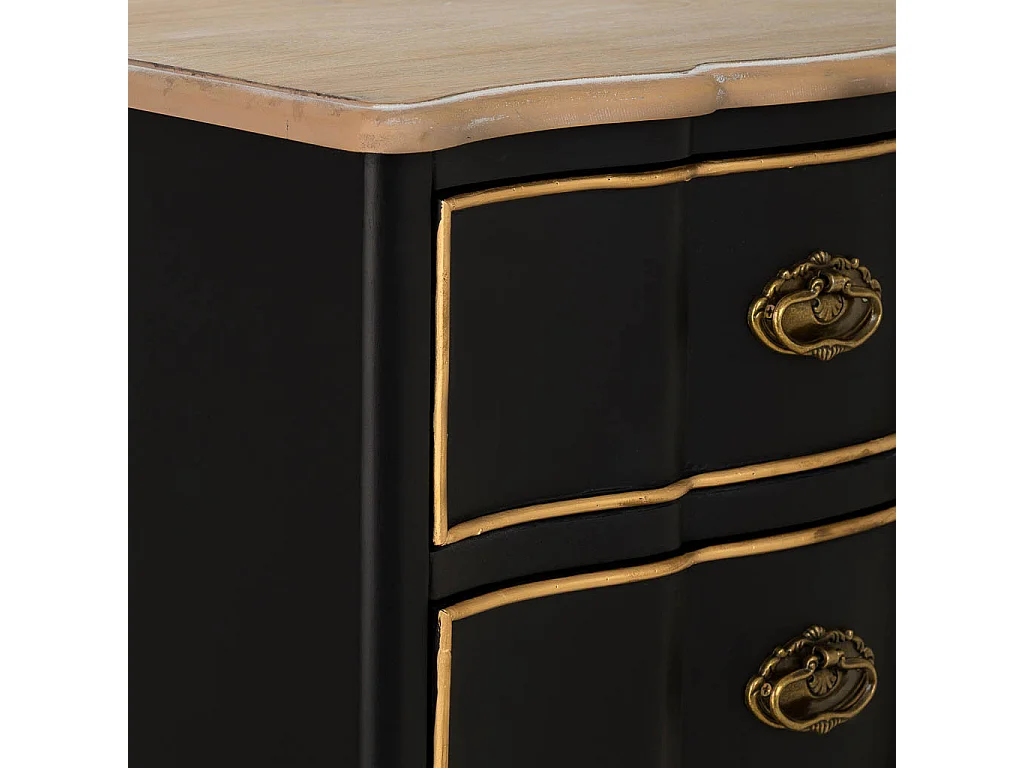 Commode en bois noir : 50 x 35 x 110 cm (h)