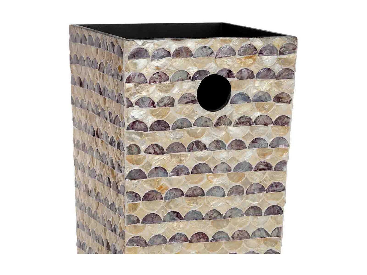 Porte-parapluie carré en bois et nacre 20 x 20 x 57 cm (hauteur)