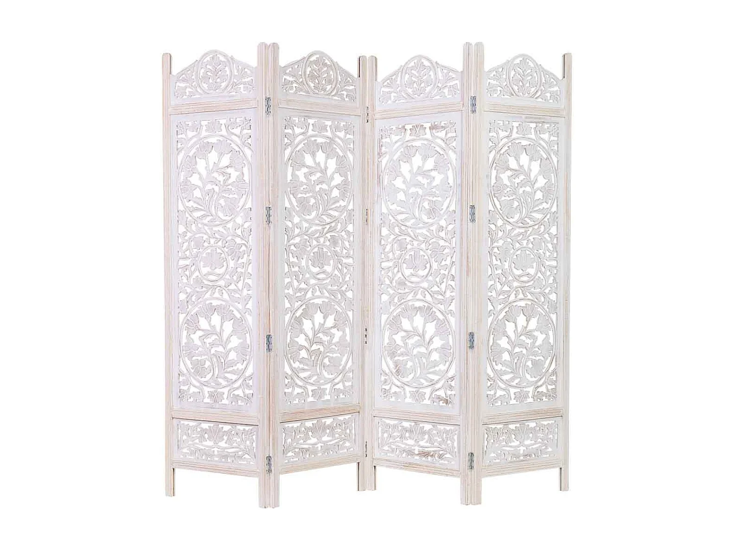 Paravent en bois sculpté à la main 50(x4) x 3 x 183h cm