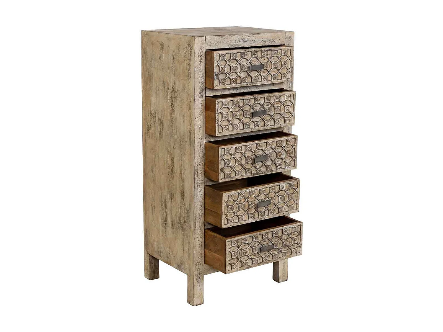 Commode en bois gris faite à la main 50x40x110h cm