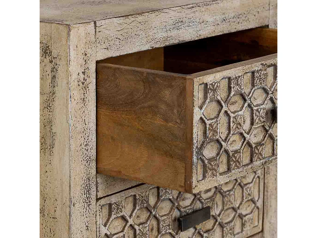 Commode en bois gris faite à la main 50x40x110h cm